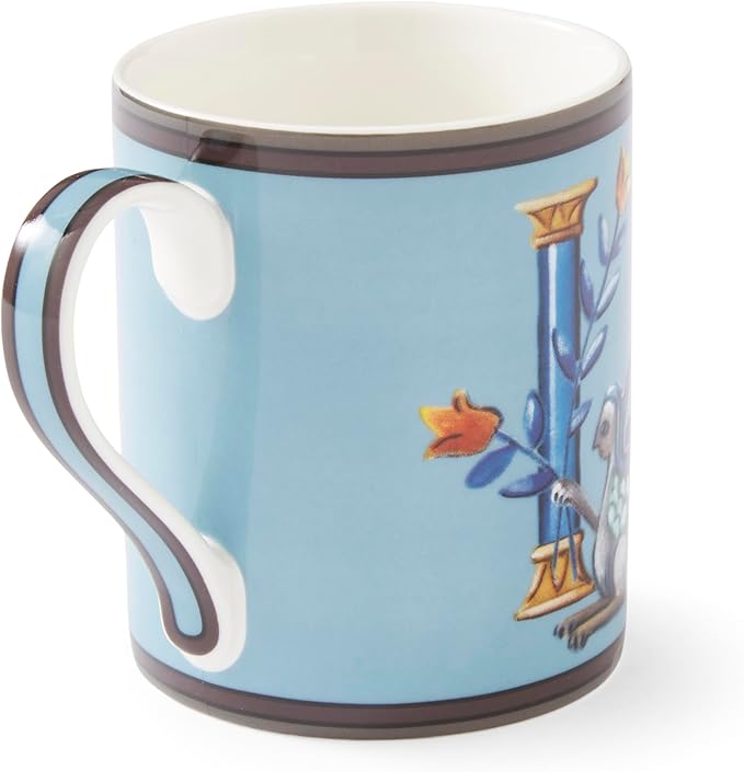 Spode Kit Kemp 12oz Mug, I Initial - Fine China Coffee Cup with Floral Alphabet Design, Custom Letter Mug for Unique Gift Giving - Personalized Kitchen Drinkware, Dishwasher Safe & Stylish