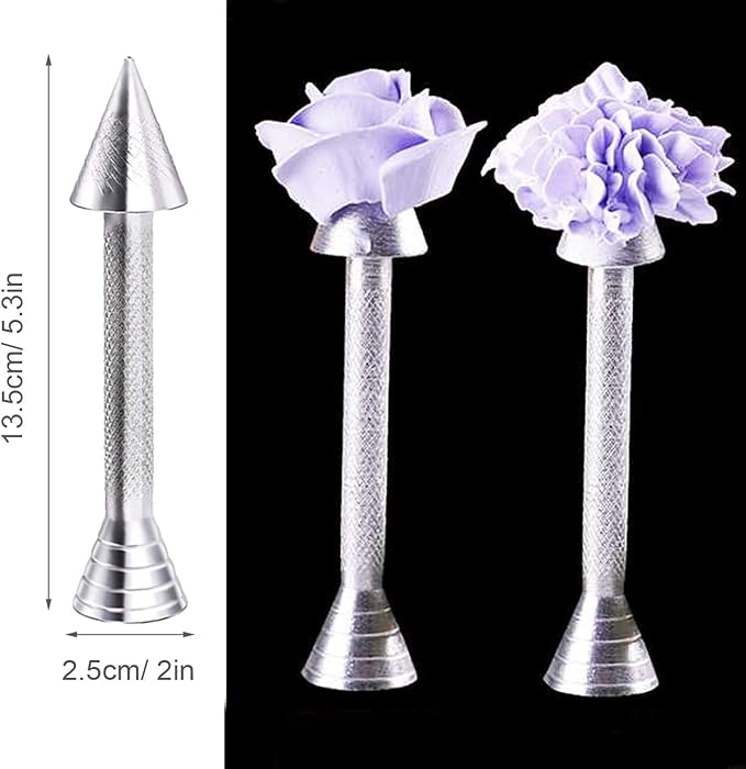 12 PCS Cake Decorating Supplies, Woohome 8 PCS 2 Style Cake Flower Nail, 2 PCS Flower Lifters and 1 PCS Wood Flower Nails Holder, 1 PCS Cake Icing Dispensers for Icing Flowers Decoration