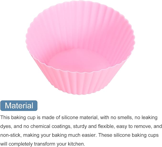 uxcell 18Pcs Silicone Cupcake Liners, Non-Stick Baking Cups, for Cooking Eggs, Baking Muffins and Make a Cake(Pink)