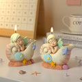 Fantasy Angel Conchs Shell Candle Silicone Mold – Cute Kawaii Seashell Sleeping Fairy Baby Epoxy Resin Mold for Aromatherapy Candle Making, DIY Crafts, Soap, Wax, Clay Desktop Decor