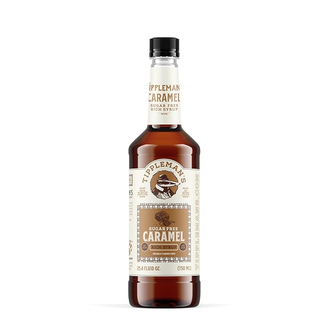 Tippleman's Sugar Free Caramel Coffee Syrup, Zero-Sugar, Great for Drinks, Lattes & Espressos – 750ml Bottle Fits Pump