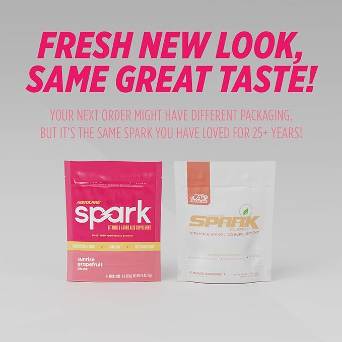 AdvoCare Spark - Energy Drink Mix - Vitamin & Amino Acid Supplement - Supports Energy & Focus* - Portable Immune Support* - Sugar-Free - Sunrise Grapefruit, 14 Stick Packs (2.5 oz)