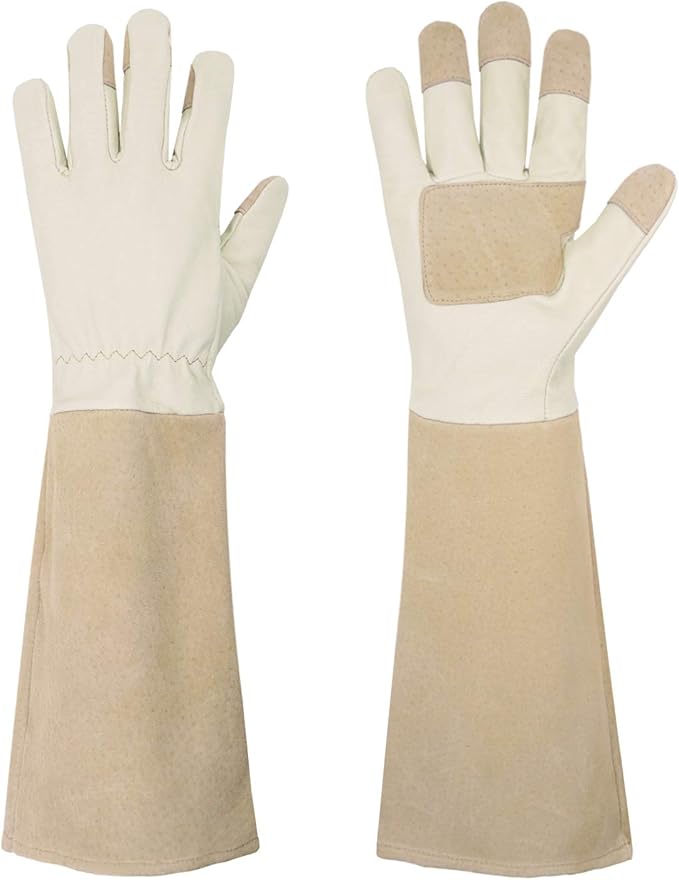 HANDLANDY Rose Pruning Gloves for Men & Women, Long Thorn Proof Gardening Gloves, Breathable Pigskin Leather Gauntlet, Best Garden Gifts & Tools for Gardener