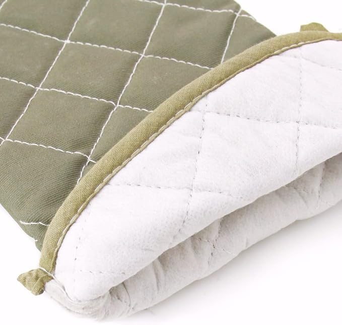13 Inch Heat Resistant Oven Gloves New Cotton Oven Mitts Kitchen Gloves High Temperature Cooking Tool BBQ Gloves (13" Olive drab, 13 Inch)