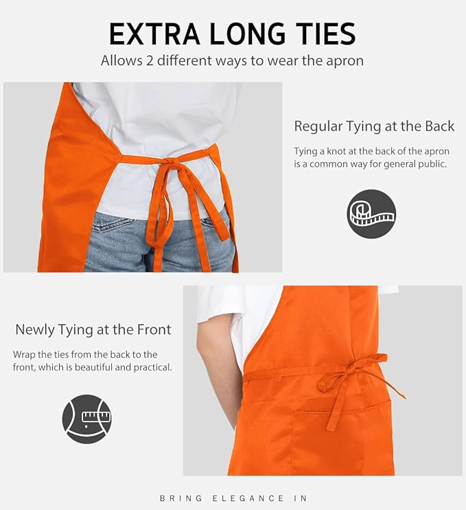 Syntus 12 Pack Bib Apron, Unisex Aprons Adjustable Waterdrop Resistant with 2 Pockets Cooking Kitchen Apron for Chef, BBQ Drawing Apron Bulk, Multi-Color