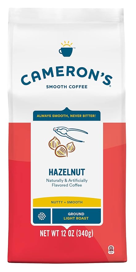 Cameron's Coffee Roasted Ground Coffee Bag, Flavored, Hazelnut, 12 Ounce