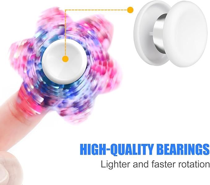 16 Pack Fidget Spinner Bearing and Cap Replacement Set, Chrome Steel Bearing Balls, High Speed 13mmx7mmx4mm Bearings Single Sealed Small Bearings for Fidget Spinner