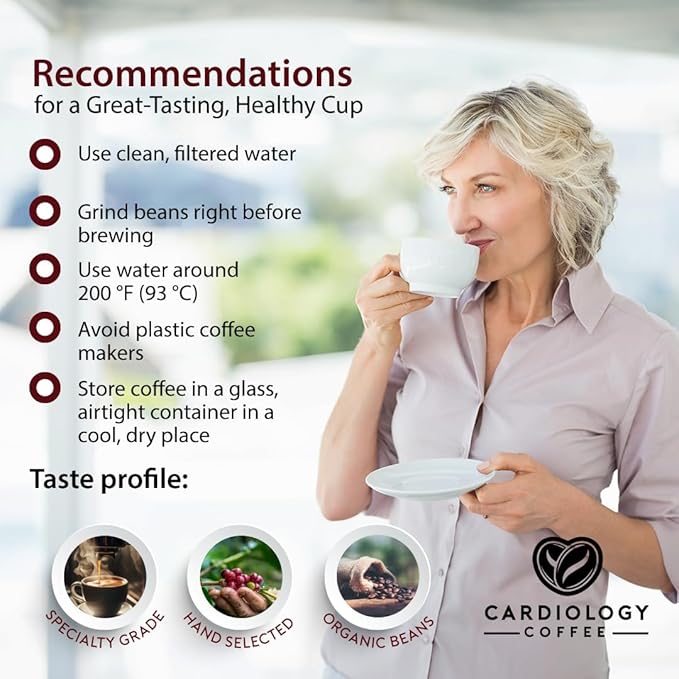 Cardiology Coffee – Whole Bean Coffee – USDA Certified Mold-Free 12oz Premium Light Roast Organic Coffee Beans with Antioxidant Benefits – Perfect for Heart Healthy Lifestyle