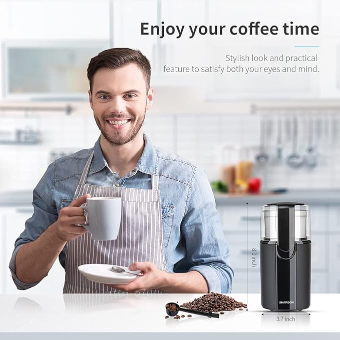 SHARDOR Coffee Grinder Electric, Coffee Bean Electric, Herb, Nut Grain Grinder with 1 Removable Stainless Steel Bowl, Black