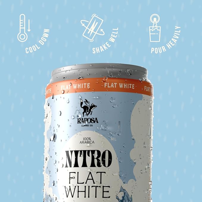 Raposa Nitro Cold Brew Ready to Drink Coffee 250ml - 8.45oz - Made with Oat Milk- Dairy Free - Vegan Cold Brew Ready to Drink, Non GMO, No Artificial Anything - 150mg Caffeine (Flat White (12 Pack))