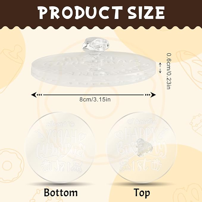 Personalized 1st Birthday Cookie Stamp Custom Acrylic Cookie Embossing Mold with Handle for Baking Decoration