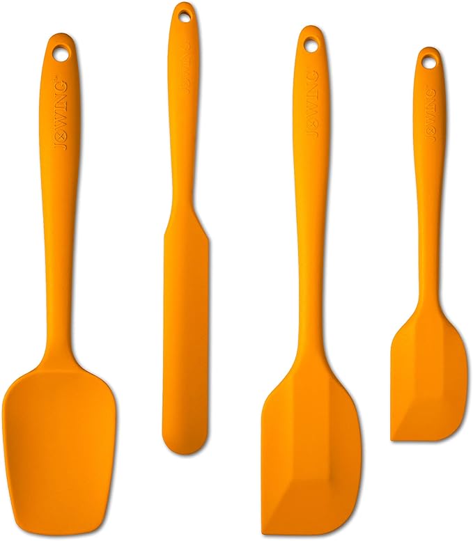 4 Piece Silicone Spatula Set, Flexible Heat Resistant Non-scratch Baking Cooking Rubber Spatulas with Stainless Steel Core, Orange