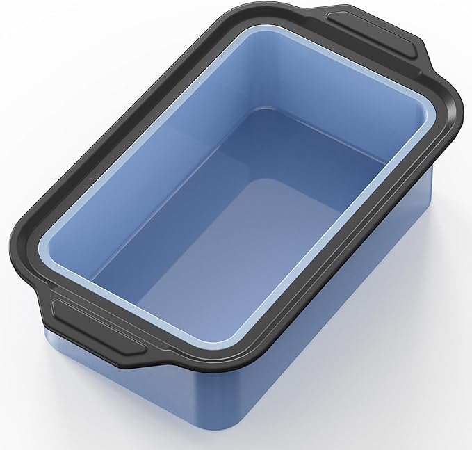 BRONYPRO 9x5 Inch Non-Stick Bread Loaf Pan,Non-Toxic Silicone Baking Mold For Homemade Bread,Heavy-Duty Steel Frame,Dishwasher Safe-Blue