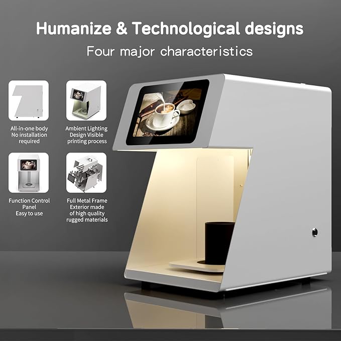 Coffee Latte Art Machine - 5-Second Custom Coffee Printer for Lattes, Breads & Cookies | Boost Drink Interest & Social Media Buzz | Perfect for Cafés, Bakeries & Home Use | 600DPI Resolution