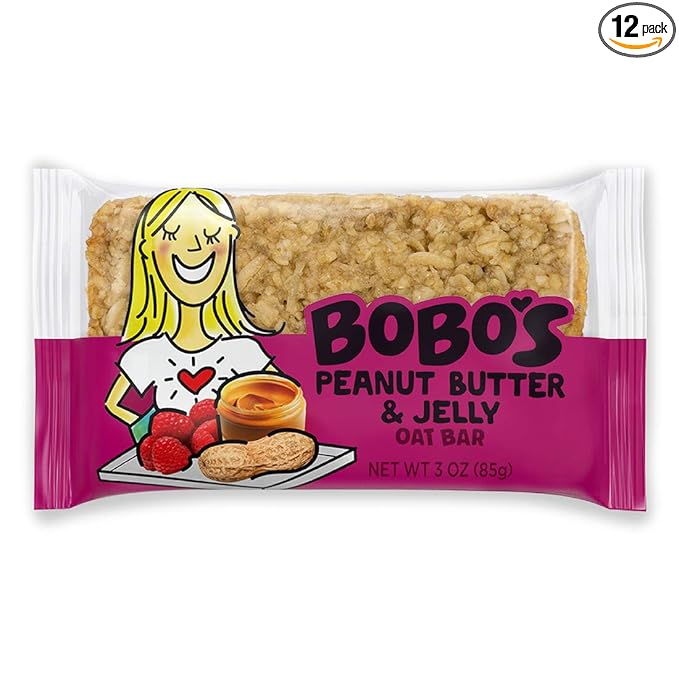 Bobo's Oat Bars, Peanut Butter and Jelly, 3 oz Bar (12 Pack), Gluten Free Whole Grain Snack and Breakfast Bar