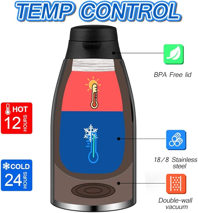 68oz Coffee Carafe Airpot Insulated Coffee Urn Stainless Steel Vacuum Thermal Pot Flask for Coffee, Hot Water, Tea, Hot Beverage - Keep 12 Hours Hot, 24 Hours Cold