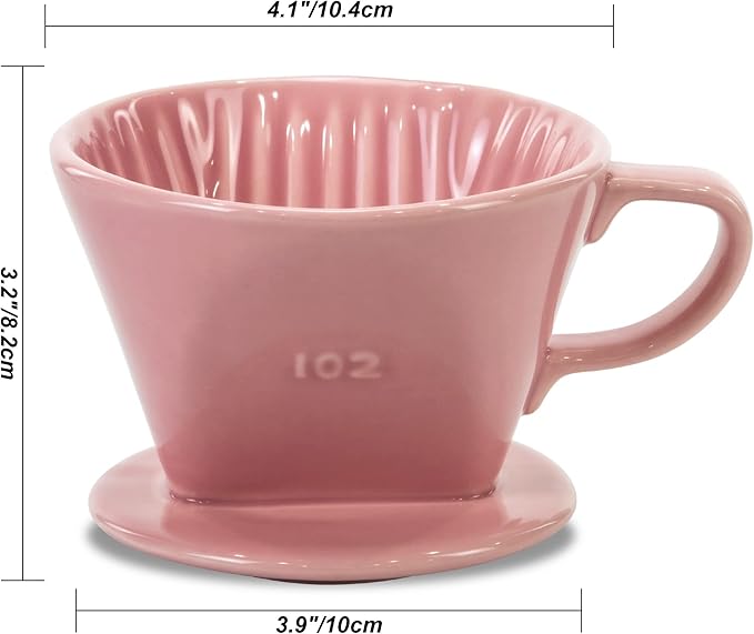 Pour Over Ceramic - Coffee Dripper Ceramic Coffee Maker with 3 Holes Flat Bottom, Porcelain Slow Filter Cone for Travel, Camping, Office, Home, Coffee Maker Brew