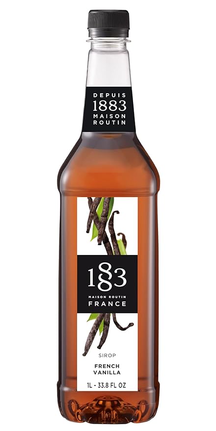 1883 Coffee Syrup, French Vanilla Syrup for Drinks, Made in France, 1 Liter Plastic Bottle