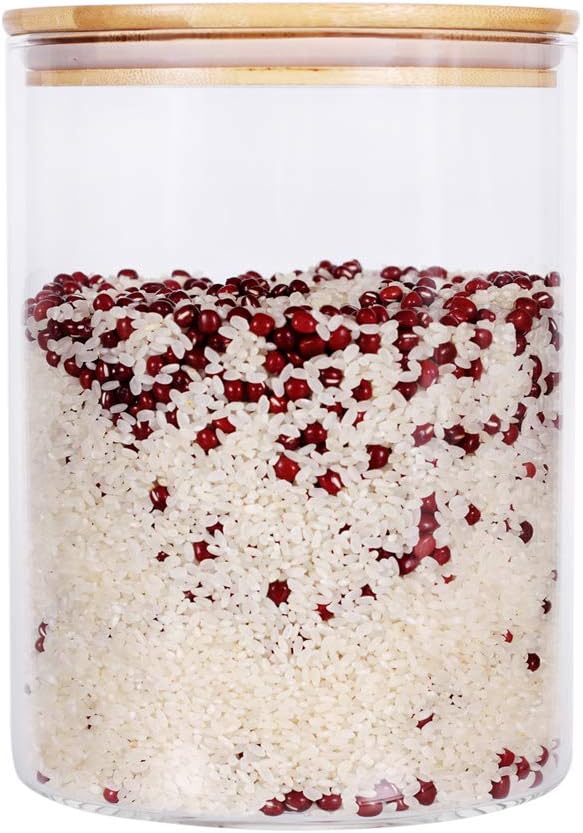 Large Glass Food Storage Container, 100 FL OZ (3000ml) Glass Food Canister with Airtight Bamboo Lids for Your Pantry, BPA-Free Cereal Dispenser Jars for Spaghetti Pasta, Powder, Tea, Coffee