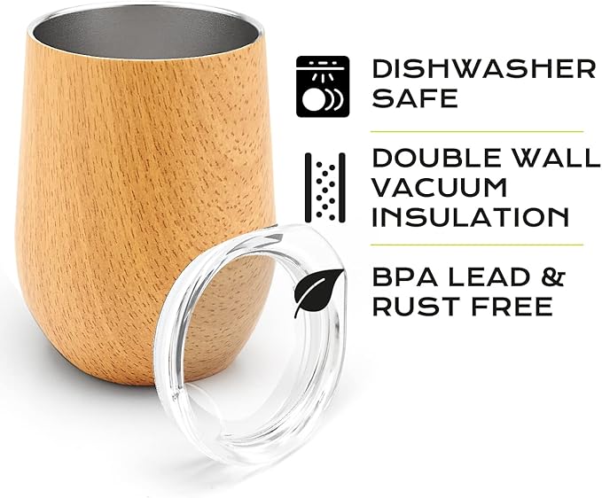 BALIBETOV 5 pcs large Yerba Mate Cup and Bombilla Kit, Includes one 12 oz Yerba Mate Gourd with Lid, Two Bombillas Mate Straw and one cleaning brush | Stainless steel | Double Walled