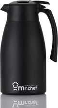 SINCE 1997 MR.CHEF 51Oz Thermal Coffee Carafe, Insulated Stainless Steel Coffee Carafes for Keeping Hot/Double Walled Vacuum Coffee Carafe (Black, 1.5L)