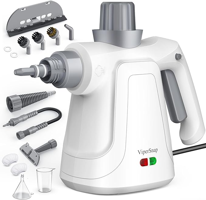 Steam Cleaner, 15.2OZ Hands-free Steamer for Cleaning with 14PCS Accessories & Safety Lock, Chemical-Free Pressurized Handheld Steam Cleaner for Home, Car, Furniture, Grease, Grout, Floor