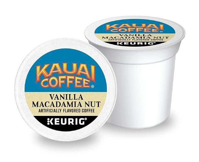 Kauai Coffee K-Cup Pods for Keurig Brewers – Arabica Coffee, 10% Hawaiian – Medium Roast, Vanilla Beans with Toasted Macabamia Nuts – Vanilla Macadamia Nut, 1 Pack of 48 Single Serve K-Cups