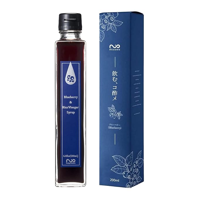 [Micoas] Blueberry & Rice Vinegar Syrup, Drinking Vinegar, Rice Vinegar, shrub drinking vinegar, For Gift, Alternative to Alcohol Drink, With Kombucha, Gluten Free, Made in Japan, 200ml (6.8 oz)