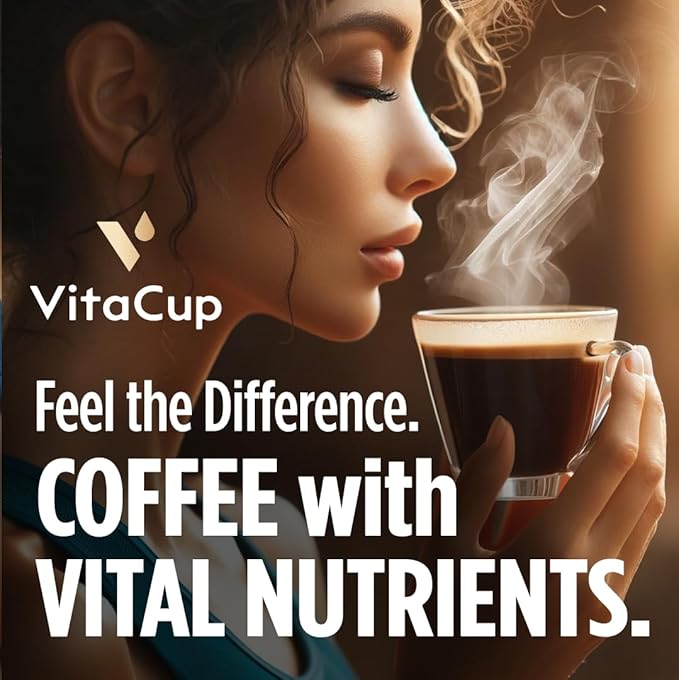 VitaCup Mineral Coffee Pods with Trace Minerals, Hydrate, Replenish & Restore, w/Sea Minerals, Electrolytes, Organic Coffee, Medium Dark Roast, Single Serve Pod Compatible w/Keurig K-Cup Brewers,64 Ct
