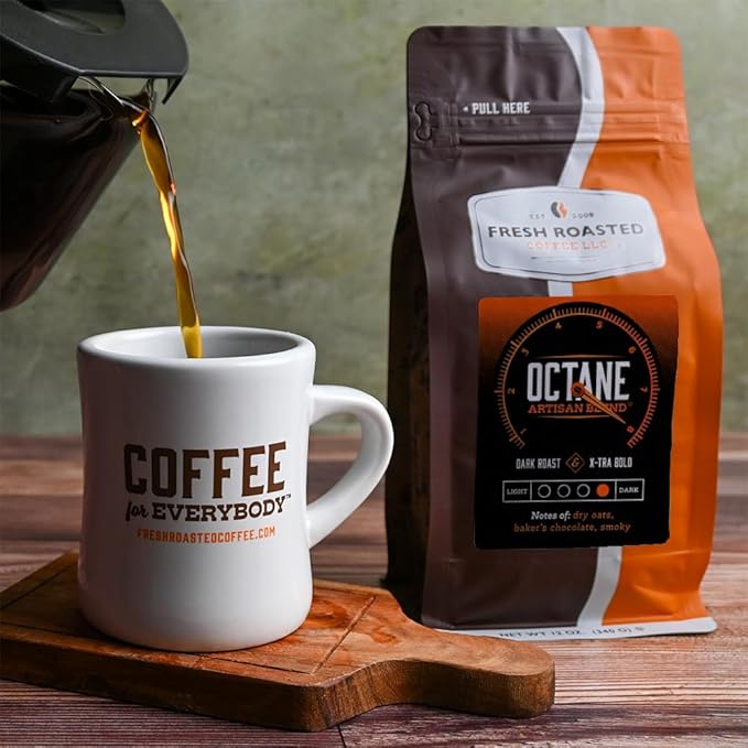 Fresh Roasted Coffee, Octane, 12 oz, Dark Roast, Kosher, Whole Bean