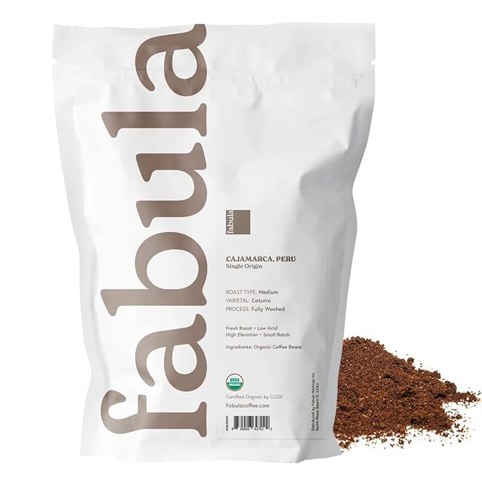 Fabula Organic Coffee for French Press, Low Acid Coffee Freshly Ground - Non-GMO - No Mold - Mycotoxins Pesticides Free - Single Origin - 12 oz
