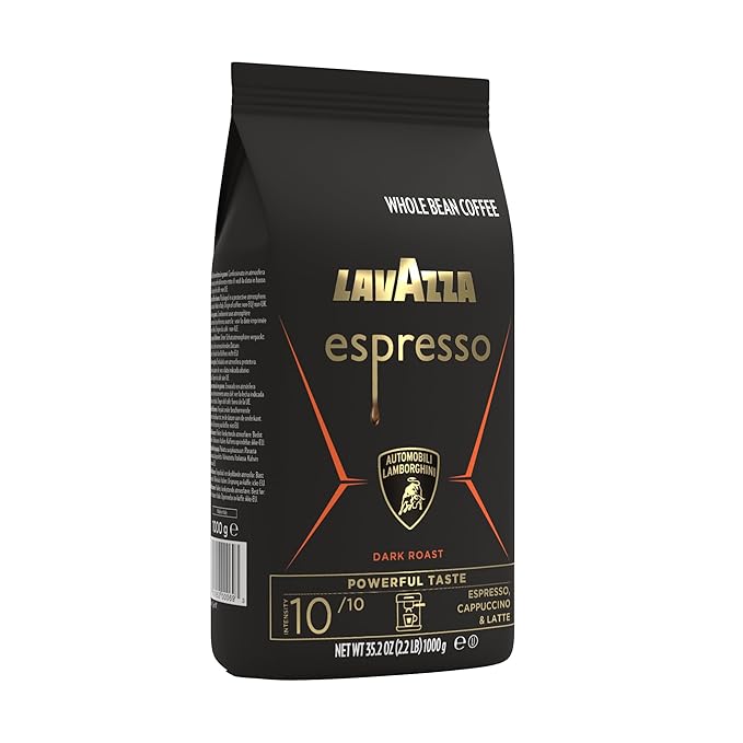 Lavazza Espresso Whole Bean for Automobili Lamborghini, Dark Roast, Arabica and Robusta Blend, 2.2 lb Bag (Package May Vary)