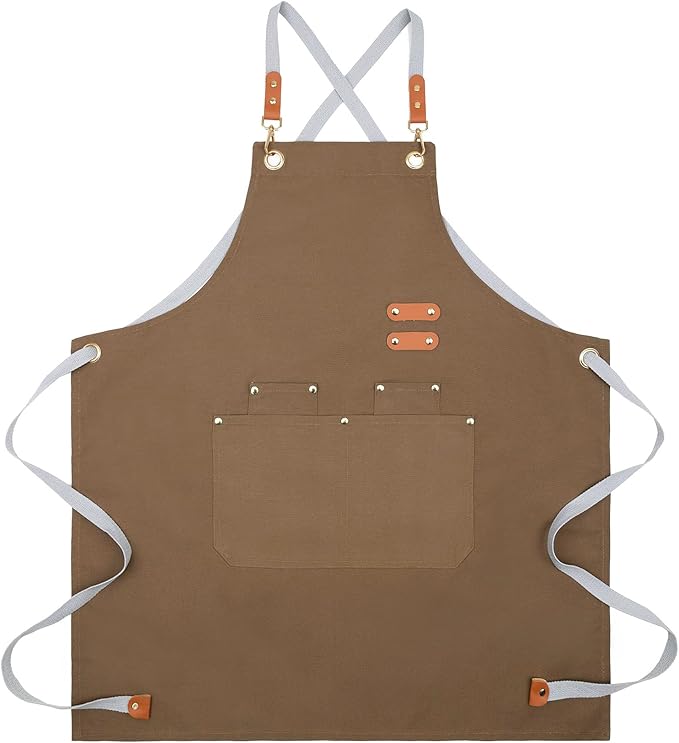 Lisianthus 2 Pack Adjustable Bib Aprons for Women with Pockets, Men's Kitchen Cooking Apron