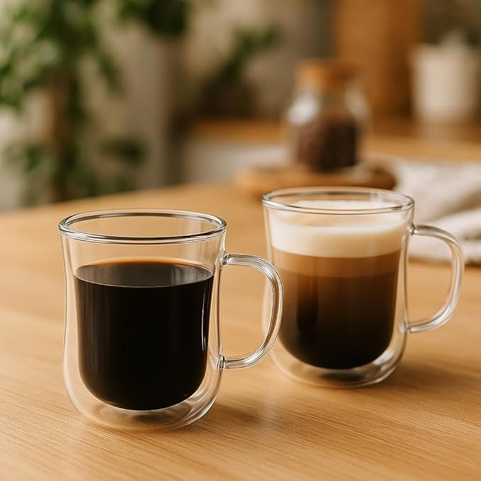 LEMONSODA Double Walled Colored Insulated Coffee Mugs - 10oz - Hot or Cold Latte, Tea, Cappucino, Coffee, Espresso Mug with Handle - Premium Packaging (Set of 2)