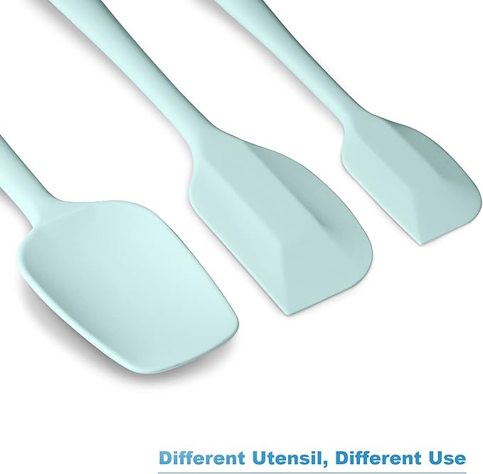 Silicone Spatula 3-piece Set, Ergonomic Handle High Heat-Resistant Spatulas, Non-stick Rubber Spatulas with Stainless Steel Core, Macaron Navy
