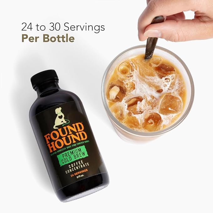 iHeartDogs Found Hound Cold Brew Coffee Concentrate - Low Acid Liquid Cold Brew Concentrate for Instant Iced Coffee and Hot Drinks