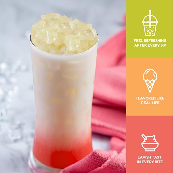 New Fanale Coconut Jelly Topping nata de coco for Boba Tea | Ice Cream | Yogurt | Smoothie | Milk Tea | Desserts Coconut, 8.3 pound (Pack of 4) | JEL012-CS