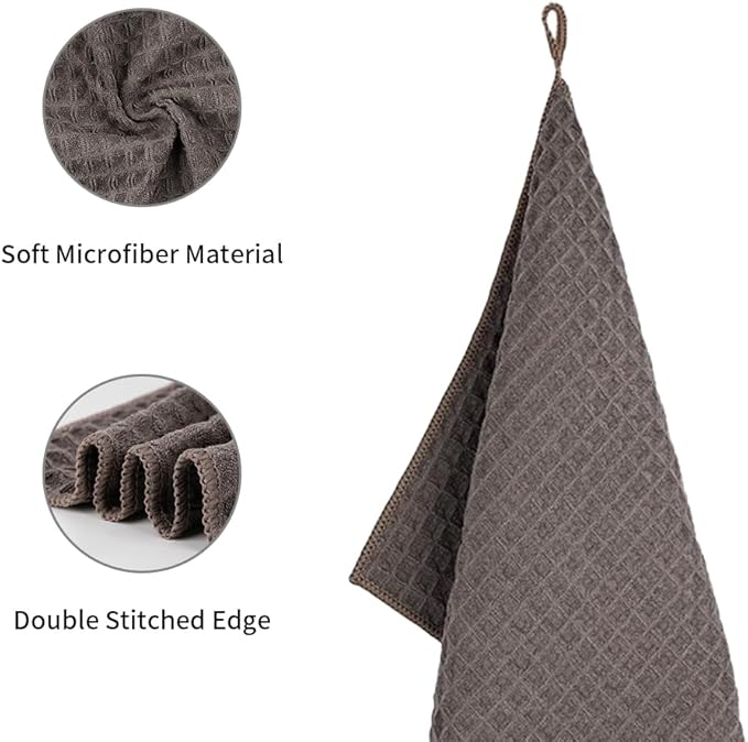 watchget Barista Micro Cloth 6 Pack, Microfiber Barista Cleaning Towels Microfiber Waffle Weave Kitchen Dish Cloth Coffee Bar Towel Coffee Machine Cleaning Cloth, Brown(12"x12")