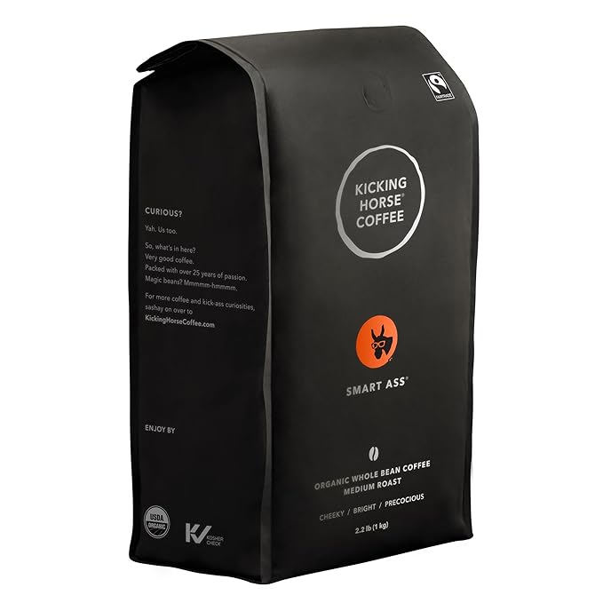 Kicking Horse Coffee, Smart Ass, Medium Roast, Whole Bean, 2.2 Pound - Certified Organic, Fairtrade, Kosher Coffee