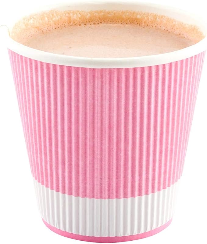 Restaurantware 8 Ounce Double Wall Disposable Coffee Cups, 500 Insulated Light Pink Paper Tumblers, with Ripple Wall Design, Lids Sold Separately for Hot Drinks like Tea, Coffee and More