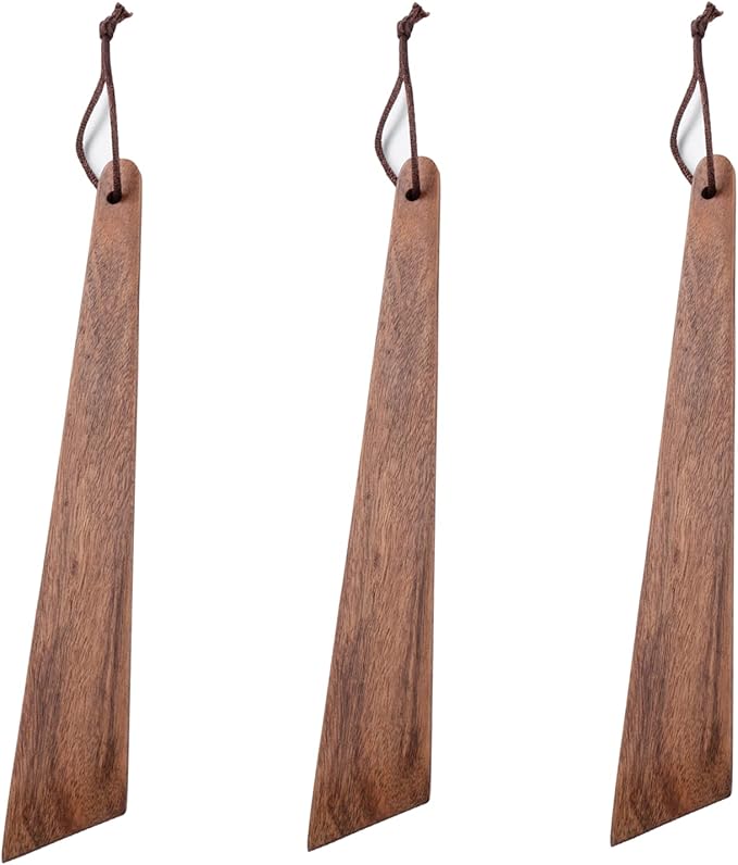 Muso Wood 9.8" Acacia Wood Spatula for Cooking, Small Wood Flipper, Non-Stick Spatula Set, Multi-Purpose Spatulas for Flipping, Serving, Scraping & Turning (Set of 3)