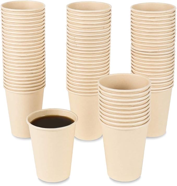 Disposable Coffee Cups Paper Cups Coffee Cups, Brown Hot Cups 120 Count 10 oz Water cups