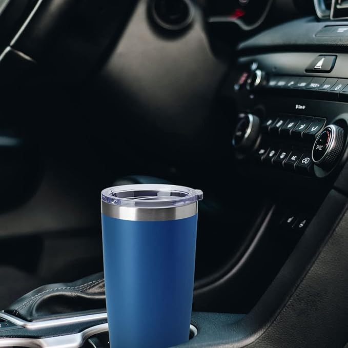HASLE OUTFITTERS 20oz Tumblers Stainless Steel Mugs with Lid Double Wall Vacuum Insulated Coffee Cups for Cold & Hot Drinks (20oz-Dark Blue, 1 Pack)