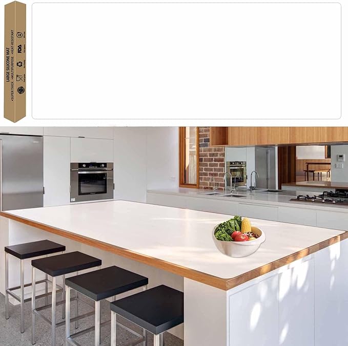 78.7"x23.6" Large Silicone Mat for Kitchen Counter, Heat Resistant Non-Slip Countertop Protector, Waterproof Silicone Craft Mat for Kitchen Island, Semitransparent