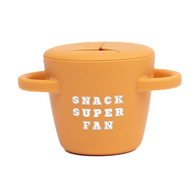 Snack Cups for Toddlers by Bella Tunno, Silicone Spill Proof Food Container with Lid, Babies & Kids 6-12 Months, Snack Super Fan