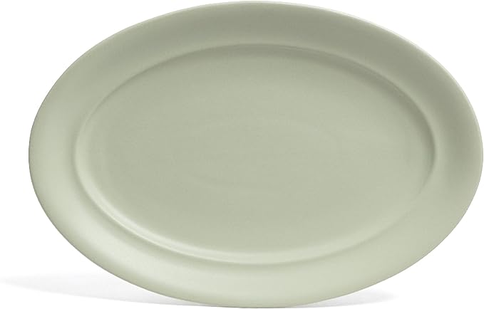 over&back Rim Stoneware Serving Platter - Elegant 1-Piece Oval Serving Platter to Complete Your Kitchen Set - 16" L x 10.8" W Semi-Matte Sage