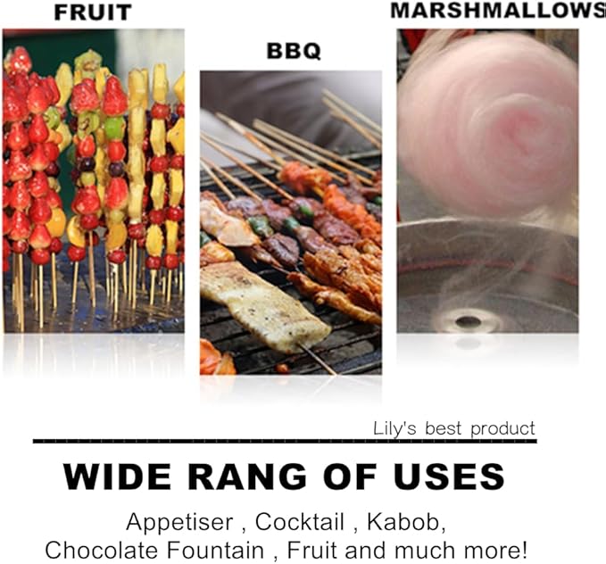10" Natural Bamboo Skewers for BBQ，Appetiser，Fruit，Cocktail，Kabob，Chocolate Fountain，Grilling，Barbecue，Kitchen，Crafting and Party. Φ=4mm, More Size Choices 6"/8"/12"/14"/16"/17.5"/30"/36"(200 PCS)