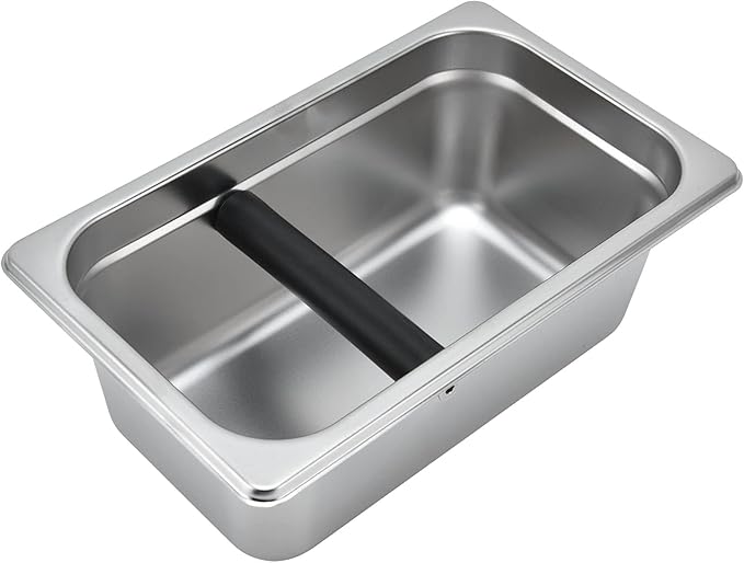 Yosoo Coffee Knock Box, Large Coffee Knock Box Stainless Steel Coffee Grounds Container Bucket Waste Bin(01)