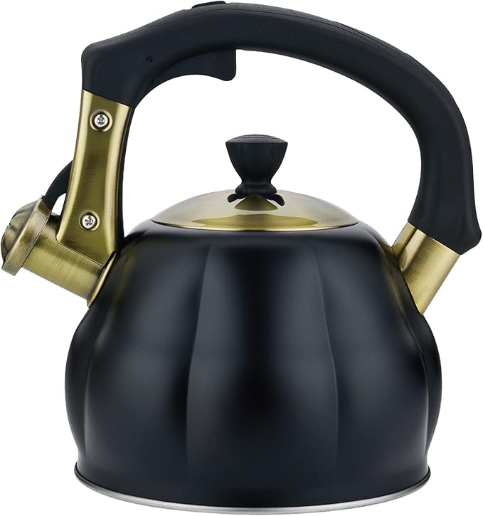 Stainless Steel Tea Kettle for Stove Top Teakettles Stovetop Whistling with Heat Proof Ergonomic Handle 2.5 Quart