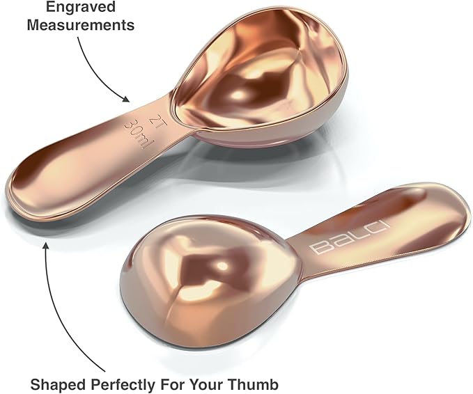 BALCI - Stainless Steel Coffee Scoop Set (2&2 Tablespoon, 30ml and 30ml) Exact Measuring Spoons for Coffee, Tea, Sugar, Flour and More! - Rose Gold …